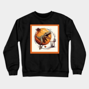 Dinosaur Playing Basketball Funny Crewneck Sweatshirt